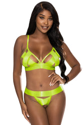 STRAP TEASE 2PC SET - YELLOW - S/M